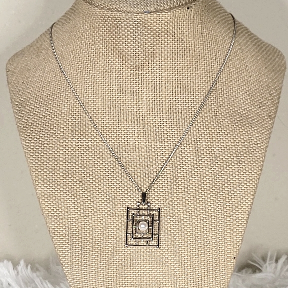 Mikimoto vtg sterling silver Pendant necklace mid century modern - Picture 2 of 6